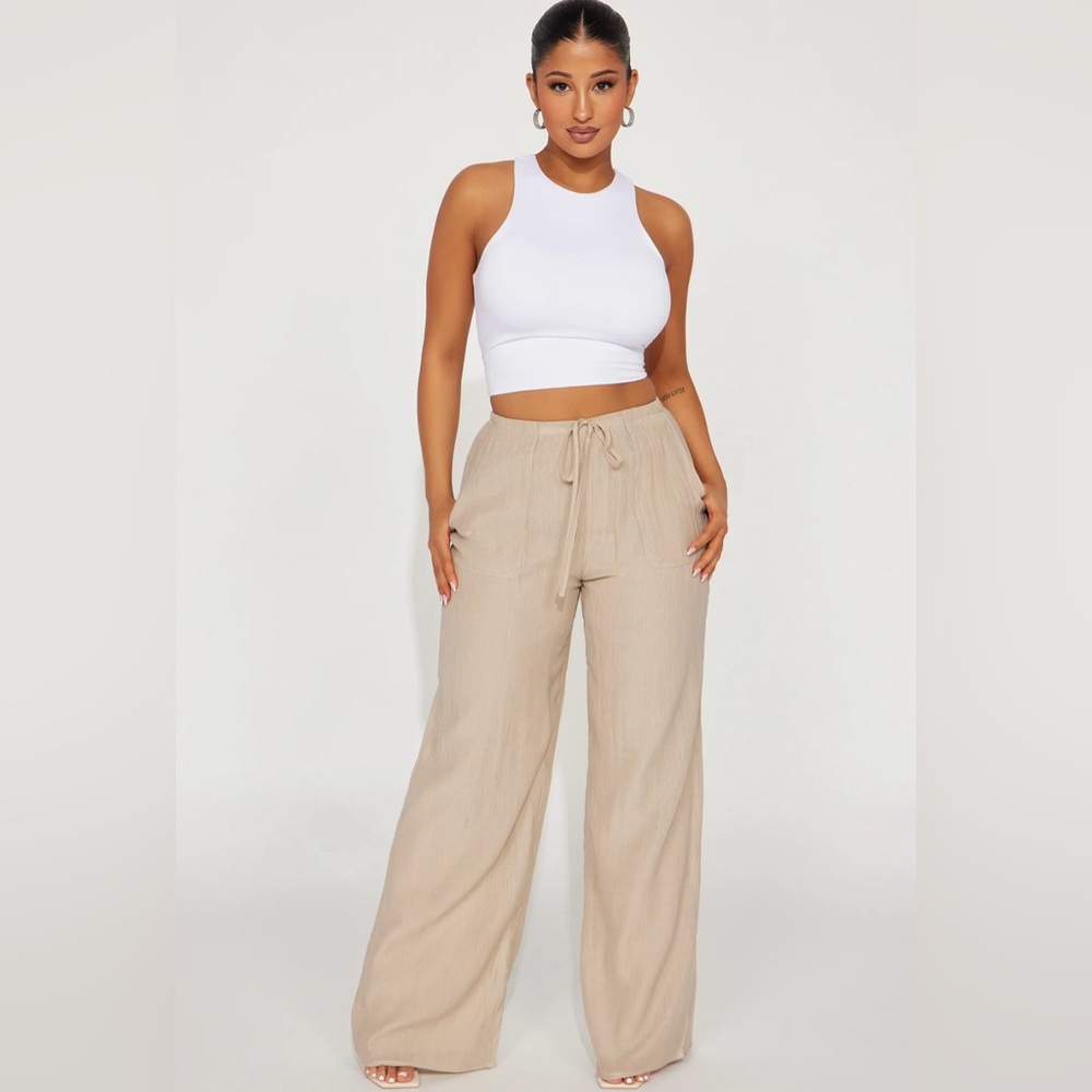 Women's Tan Wide-Leg Pants